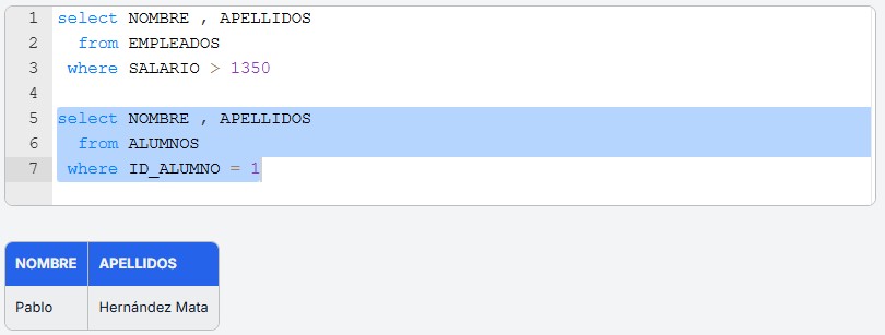 Ejemplo selección SQL